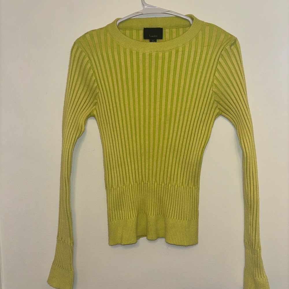 Lime Ribbed Knit Top